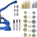 Hand Press Grommet Machine Grommets Eyelet Tool Kit, Including Grommet Machine, 3 Dies (#0#2#4), 2400Pcs Grommets for Banner,Awning,Signs,Poster,Curtain, DIY Craft (Alloy_Steel)