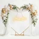 Novabright 2 Pcs 7 ft Gold Heart Arch Stand for Wedding with Mr and Mrs Neon Sign, Metal Ceremony Backdrop Stand for Outdoor, Indoor Weddings Party, Proposal Engagement Bridal Birthday, Decoration