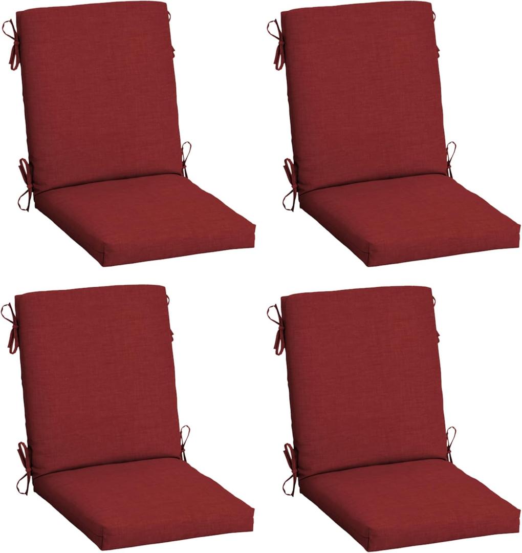 Arden 4-Pack Outdoor Patio Dining Chair Cushion, 20x44, Rain-Proof Seat Pad, Fade-Resistant Outdoor Cushion Ruby Red Leala