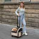 Pet Bag Carrier with Wheels, Pet Backpack with Wheels, Small Dog Carrier, cat Carrier, Detachable Wheels, Travel Bag, Pet Trolley, Soft Sided Carrier with Wheels, Foldable Carrier (Oat Grey)