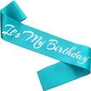 It's My Birthday Sash, Silver Foil Letter Teal Blue Birthday Sash for Women Bday Party Supplies, Gifts for Bday Party Favors