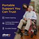 Drive Medical Lightweight Expedition Folding Transport Wheelchair - Ultra Lightweight Mobility Support for Seniors & Adults - Strong Aluminum Frame - Hand Brakes - Compact Folding Travel Chair - Red