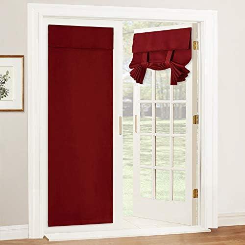 RYB HOME Blackout French Door Blinds 80 inch, Thermal Insulated Curtain Decor Room Darkening Drapery for Double Glass Door/Tricia Window/French Full Privacy, 26 inch x 80 inch, Red