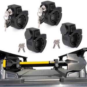 4PCS Shovel Holder Rubber Grip Mount Kit with Lock Fits 0.79"-1.79" Diameter Tools Handles Quick-Release for Off-Road Vehicle Roof Rack Molle Panels SUV Trucks UTV ATV M6 Nut