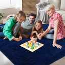 Shag Area Rugs for Bedroom Living Room,5X8 Ultra Soft Fluffy Area Rugs for Dorm, Indoor Carpet Nursery Rugs for Kids Girls Room Home Decor, Navy Blue