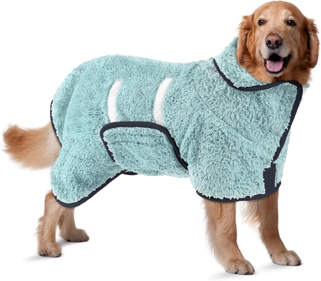 Bienbee Dog Bathrobe, Quick Drying Super Absorbent Dog Robes for After Bath, Warm Keeping Dogs Towel, Dogs Bath Supplies, Light Green XL