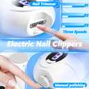 Electric Nail Clipper, Electric Nail Clippers for Seniors with LED Light, 2-in-1 Automatic Nail Trimmer with 3 Speeds for Baby, Adults & Kids, Electric Toenail Clipper (Beige)