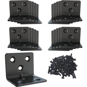 Black Stainless Steel Shelf Bracket,Joint Right Angle Bracket,L Shape Heavy Duty Metal Corner Brace Shelf Supporter for Wood Aufuga (20, 1.5x1.2x1.2)