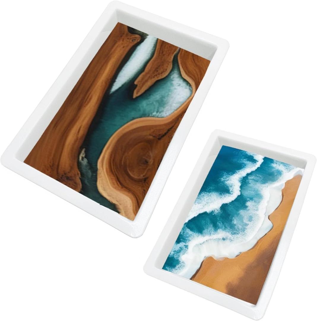 2Pcs Extra Large Reusable Epoxy Resin Table Mold 19x11x3 inch 15.7x9.8x3 inch Rectangles Epoxy Resin Molds for River Table, Coffee Side Table, Cutting Board, Charcuterie Board, Art Panel