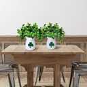 Maxcheck 2 Pack St. Patricks Day Shamrock Vase Large Artificial Clover Plants Live in Pots St. Patricks Plants Vase Gift for Irish Party Tiered Tray Decoration