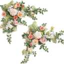 Ling's moment 2PCS Blush Pink Artificial Floral Swags Centerpieces Wedding Arch Flowers Garland Greenery Arrangements for Sweetheart/Head Table Easel Wall Entryway Board Backdrop Decor