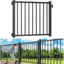 4 ft. W Aluminum Deck Gate Kit for 42in. H Railing, Cuttable Black Textured Powder-Coat Finish Outdoor Gate Kit with Latch and Auto-Closing Hinge for Deck, Patio, Garden, Yard, Porch