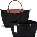 ZTUJO Purse Organizer Insert for le pliage, Compatible with Longchamp Le Pliage Top Handle S/M,Shoulder Bag S/L (Black, Large For Top Handle M and Shoulder Bag L)