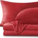 BEDELITE Flannel Sheets Full Size Red - Super Soft Fleece Sheets Set Fluffy Extra Plush, 4 Piece(Include Fitted Sheet, Flat Sheet, 2 Pillowcases)