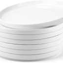 White Dinner Plates Set of 6, 8 Inch Porcelain Dessert Plates, Ceramic Appetizer Plate, White Round Salad Plate, Microwave & Dishwasher Safe, Scratch Resistant
