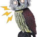 Hausse Solar Fake Owl Decoy Scare Birds Away, Solar Powered Motion Activated Scarecrow Deterrent Owl with Glowing Eyes, Scary Sound & Rotate Head, Nature Enemy Bird Repellent for Outdoor Garden Yard