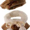 17cm Doll Clothes, Clothes Set for 17cm Dolls, 3 PCS Set Hats, scarves, and capes Stylish Adorable Dolls Accessories (NO Doll) (Striped Brown)