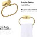HouseAid Self Adhesive Towel Ring for Bathroom, Stainless Steel Adhesive Hand Towel Holder, No Drilling Modern Hand Towel Hanger, Brushed Gold