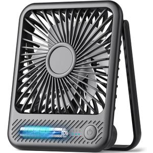 Koonie Battery Operated Desk Fan, 5'' Small USB Portable Fan with Max. 11h Runtime, Strong Wind, 180 Tilt Folding and 3 Speeds Adjustable, Ultra Quiet for Office Travel Camping Bedroom (Black)