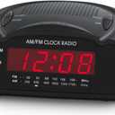 Digital Alarm Clock | AM/FM Clock Radio with Red LED Display, Loud Alarm for Heavy Sleepers | Desk or Bedside Clock