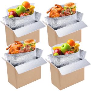 4 Pack Insulated Shipping Boxes with Aluminum Foil Liner, Styrofoam Cooler Shipping Boxes, Foam Cooler Cold Food Shipping Box Insulated Box for Travel Mailing Packing Delivery 8"x4"x6"