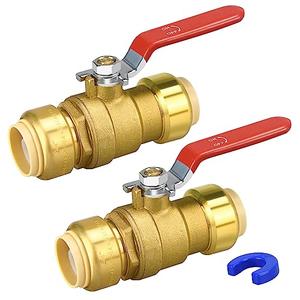 Push Fit Ball Valve, 2 Pack 3/4" Push-Fit Full Port Ball Valve with Disconnect Clip, Push-to-Connect Water Shut Off Valve for Hot and Cold Water, for PEX PVC or Copper Pipes
