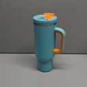 40 oz Tumbler with Handle and Straw: Stainless Steel Insulated Tumbler Keeps Cold for 24 Hours, Leakproof Travel Cup Fits in Cup Holder and BPA-Free, Soft Cyan
