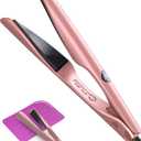 LANDOT Hair Straightener and Curler 2 in 1  Twist Ceramic Flat Curling Iron for Straighten & Curl Hair, Dual Voltage, Fast Heat Up, 12 Adjustable Temps 250-450 Fit All Hair Types, Rose Gold