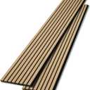 BUBOS Acoustic Wood Wall Panels,2 Pack 94.49 x 12.8 Wood Slat Wall Panels,Soundproof Wall Panels for Living Room,Bedroom,Kitchen & Offices,Natural Oak