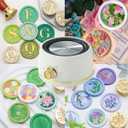 Sealing Wax Warmer Electric, Electrical Wax Seal Warmer Melting Furnace Kit with 300pcs Metal Waxseal Beads, a 80ml Large Spoon, a Non-Slip Melt Scoop(300 Metal White Set)