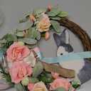 Easter Wreath for Front Door Decoration Easter Egg Bunny Flower Garland for Front Door Art Decor Spring Door Wall Window Decoration Supplies