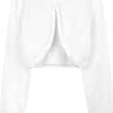 BlackButterfly Girls Long Sleeve Sparkle Cardigan Childrens Kids Bolero Shrug (13-14 Years, White - Holographic Sparkle)