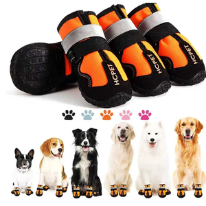 Hcpet Dog Shoes, Dog Boots for Large Dogs, Waterproof Dog Booties Paw Protector for Summer Hot Pavement, Winter Snowy Day, Outdoor Walking, Indoor Hardfloors Anti Slip Sole Orange Size 2