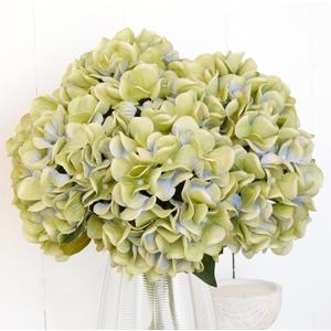 7 Pcs Fake Hydrangeas, 17.8'' Long Stem Silk Hydrangea Flowers Artificial Flower Bouquet for Home Party Office Garden Indoor Decor, DIY Floral Arrangements, Table Centerpieces, Vase Filler