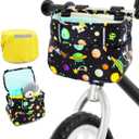 ANZOME Kids Bike Basket, Colorful Blocks Large Bicycle Basket, Bicycle Handlebar Bag, Waterproof Fabric Colorful Bike Basket for Women, Men, Kids