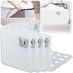 Haldane Bed Sheet Holders for Corners- 4Pcs Heavy Duty Bed Sheet Lock Keep Sheets Firm & Tight, No More Loose Sheets - Fits Any Size Mattress - Clear
