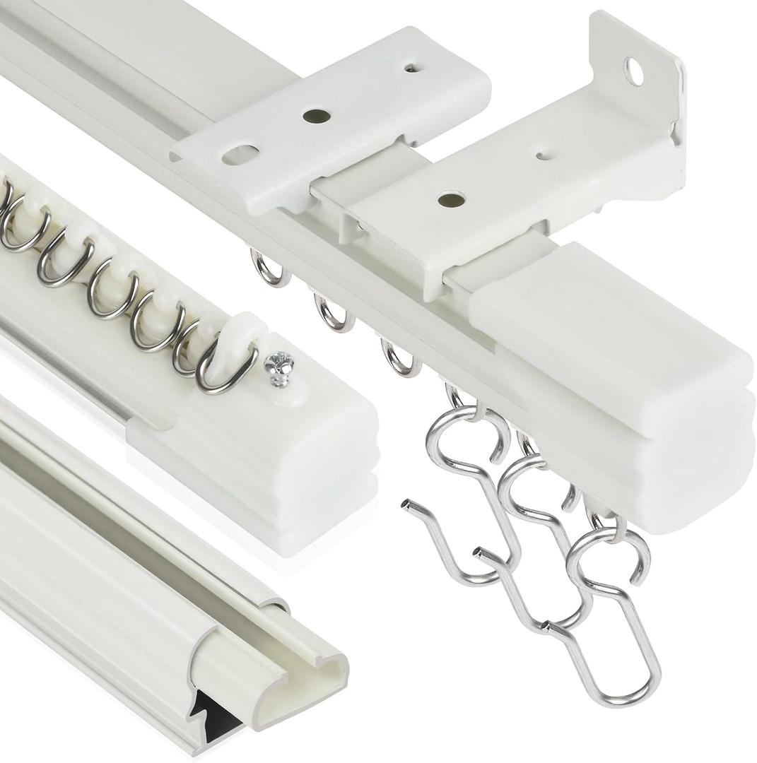 Ceiling Curtain Track, 3ft-9ft Aluminum Ceiling Curtain Track Set, Heavy Duty Curtain Rails Wall Mount Track Curtains System Room Divider (3PCS)