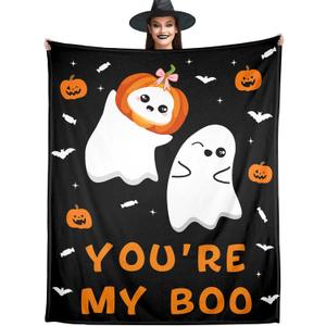 Boo Basket Stuffers for Women Adults, Boo Basket Ideas, Halloween Throw Blanket for Women Men, Gothic Horror Scream Blanket, Ghosts Reading Books Blankets, Fall Blankets for Couch Bed 50"X60"