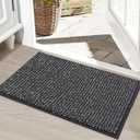 BEQHAUSE Dirt Trapper Door Mat 20" x 32", Non-Slip Washable Doormats Entrance Mat, Dirt Resistant and Absorbent Welcome Mat, Low Profile Floor Mats for Front Back Door and Entryway, Charcoal