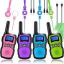 Wishouse Walkie Talkies Rechargeable for Kids Adults Long Range,Xmas Birthday Gift for Boys Girls 3 4 5 6 7 8 9 10 Year Old,Hiking Camping Gear Games Ideas Toys with Flashlight,VOX,Easy to Use 4 Pack (Pink Purple Blue Green)