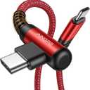 AINOPE USB C Cable 60W 2-Pack 10ft Nylon Braided USB C to USB C Cable Type C Charger Fast Charging Right Angle USBC Cable Charger Cord for iPhone 16 Pro Max 15 Plus Samsung S24 S23 iPad Pro, Red