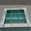 Beachcombers Square Shell Collecting Shadow Box Glass Wood Keepsake Memories Coastal Nautical Beach Home Accent Decor Decoration 9.75" X 9.75" Teal