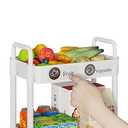 Laiensia 5-Tier Rolling Cart with Wheels,Multifunction Utility Storage carts, Kitchen Storage Organizer,Mobile Shelving Unit for Bathroom,Laundry,with Classified Stickers,White