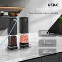 Upgraded Larger Capacity Electric Salt and Pepper Grinder Set Rechargeable with Digital Display, Refillable Electric Pepper Grinder Mill Set with Light & Ceramic Core, Adjustable Coarseness