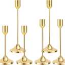 5pcs Candle Stick Holders, Tall Metal Durable Pillar Decorative Taper Candle Stick Stand Set Decor Suitable for Table Centerpiece Wedding Housewarming Present (Gold)