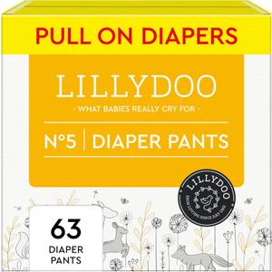 Diaper Pants Toddlers - Size 5 (26-37 lbs), Half-Monthly Supply (63 Count), Skin-Friendly, Ultrasoft, Chlorine-Free, Snug Fit & Absorbent Pull On Diapers
