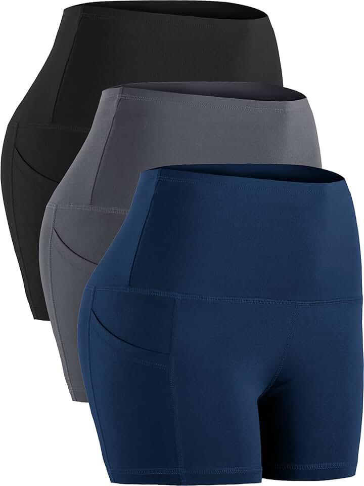CADMUS High Waist Athletic Shorts for Womens Yoga Fitness Running Shorts with Deep Pockets XL