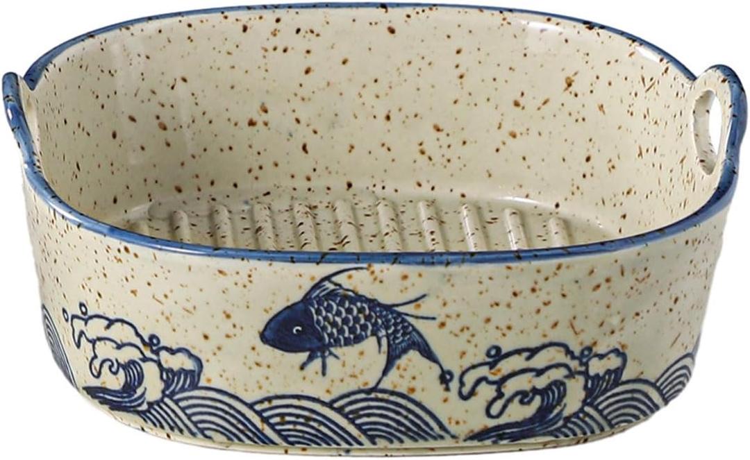 Vintage Small Casserole Dish 6.7-inch Ceramic Square Baking Pan Lasagna Pan Bakeware With Handles for Oven Microwave Air Fryer (Square A)