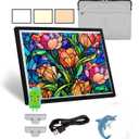 KEIWRLIGHT A3 Light Pad for Diamond Painting - Wireless Baterry 3 Colors Stepless Light Table 6 Levels Brightness Lightbox for Tracing and Drawing Diamond Painting, Art Tatto Artists Adults W/ Case