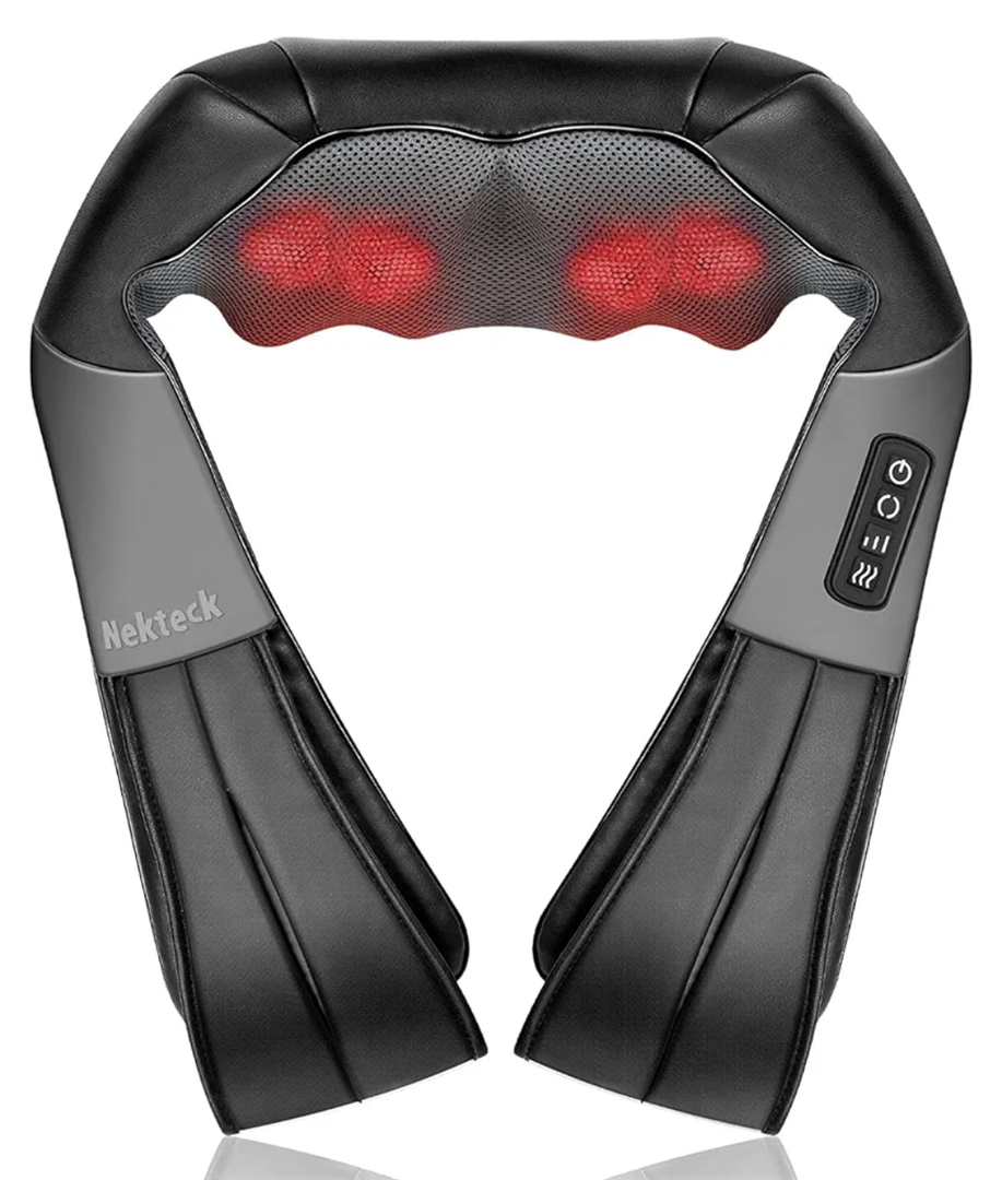 Nekteck Shiatsu Neck Massager for Pain Relief Deep Tissue with Heat, 3D Kneading Massage Pillow Back Shoulder Massager for Body Muscle, Plug-in Use for Home Office Car, Gifts for Mom Dad Him Her